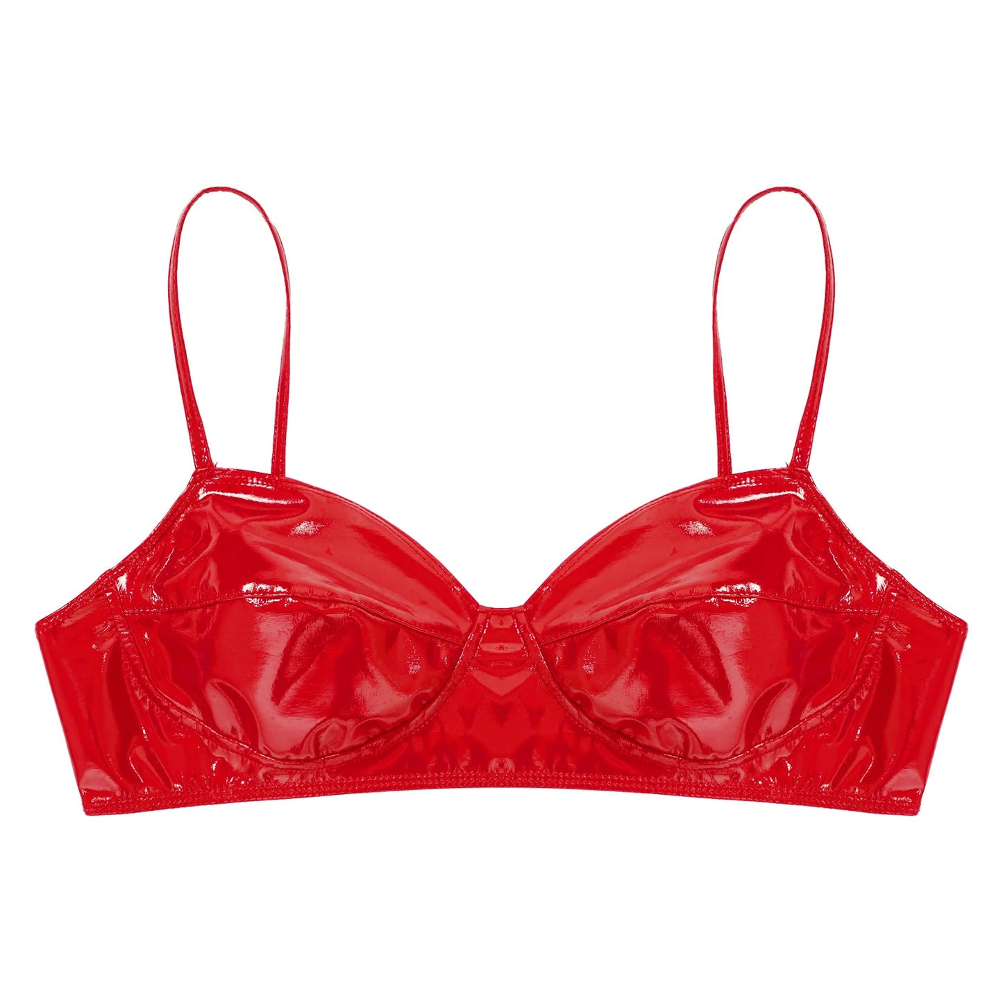 Womens Sexy Belly Dancing Clubwear Wetlook Glossy Patent Leather Bra Top Lingerie Nightclub Rave Outfit Pole Dance Bra Brassiere