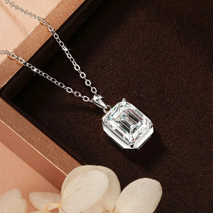 OXTAO Minimalist Moissanite Solitaire Pendant Necklace Emerald Cut D VVS1 for Women 14K Gold Filled Charm Necklace Jewelry Gift