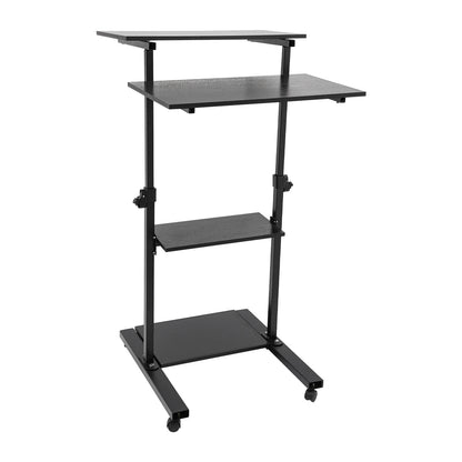 Standing Black Computer Desk 27" With Casters Mobile Standing Desk Height Adjustable Stand up Work Station, Stand up Desk Cart  Ergonomic Portable Lectern, Mobile Vertical Computer Desk, Laptop Desk, Office Desk