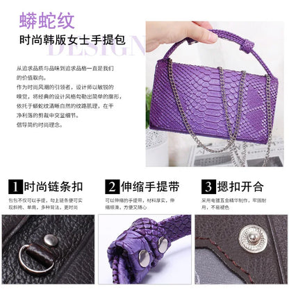 Luxury Snake Pattern Chain Flap Handbags Evening Clutches Crossbody Messenger Shoulder Bags Women Female Ladies Luxurious Purses