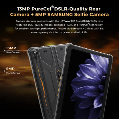 HOTWAV R10 Pro Rugged Tablet 10800mAh Massive Battery 10.1'' HD+ Display Octa-core Pad Android 14 8GB/16GB Expansion RAM 256GB ROM 13MP + 5MP Camera 4G Global Tablet PC