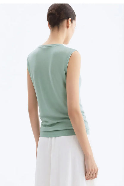 Amii Cowl Neck Women's Tank Top 2026 Summer New Stretch Knit Sleeveless Camisole Loose Casual Holiday Vest For Women 12622062