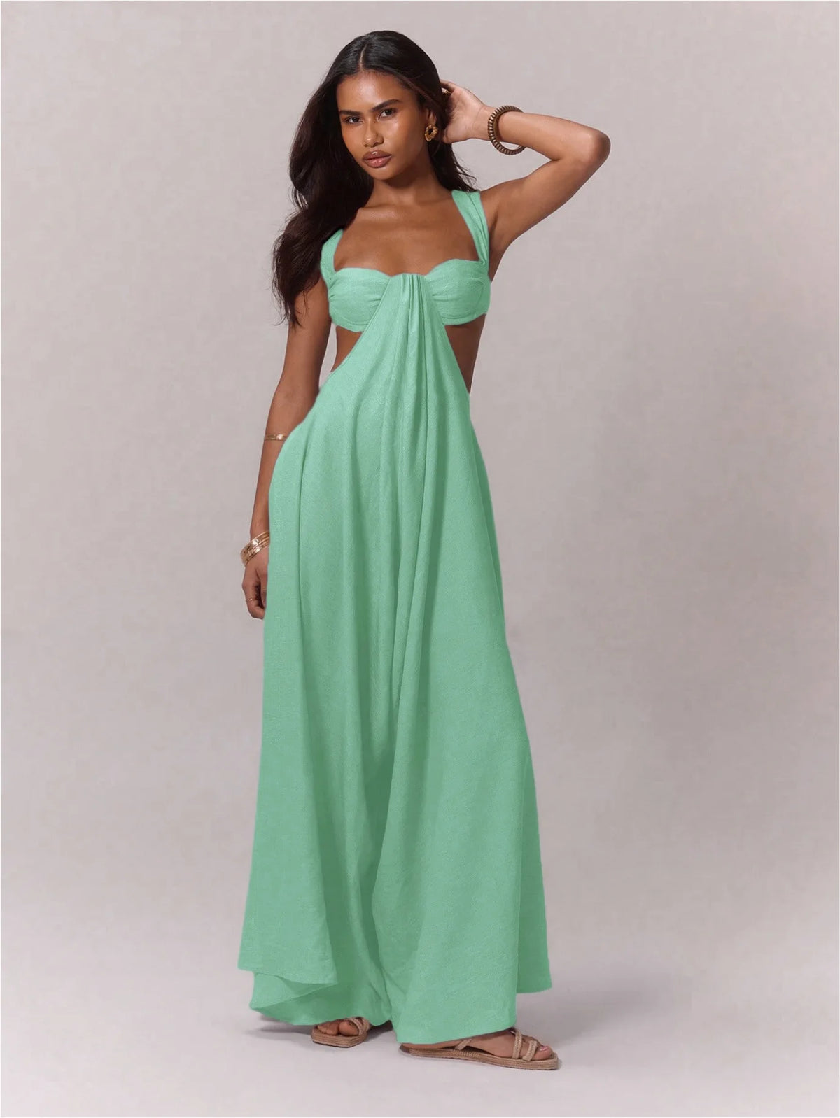2026 Backless Jumpsuits For Woman Jumpsuit Sling Hollow Out Slim Solid Color Sleeveless Casual Elegant Temperament Simple Style