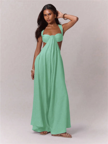 2026 Backless Jumpsuits For Woman Jumpsuit Sling Hollow Out Slim Solid Color Sleeveless Casual Elegant Temperament Simple Style