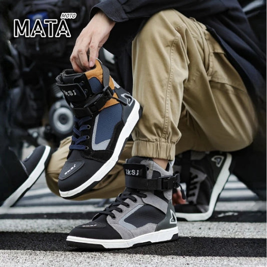 Moto Riding Shoes Men's and Women's Casual Short Boots Fall-proof Breathable Riding Boot Protective Shoes Anti-slip Protection