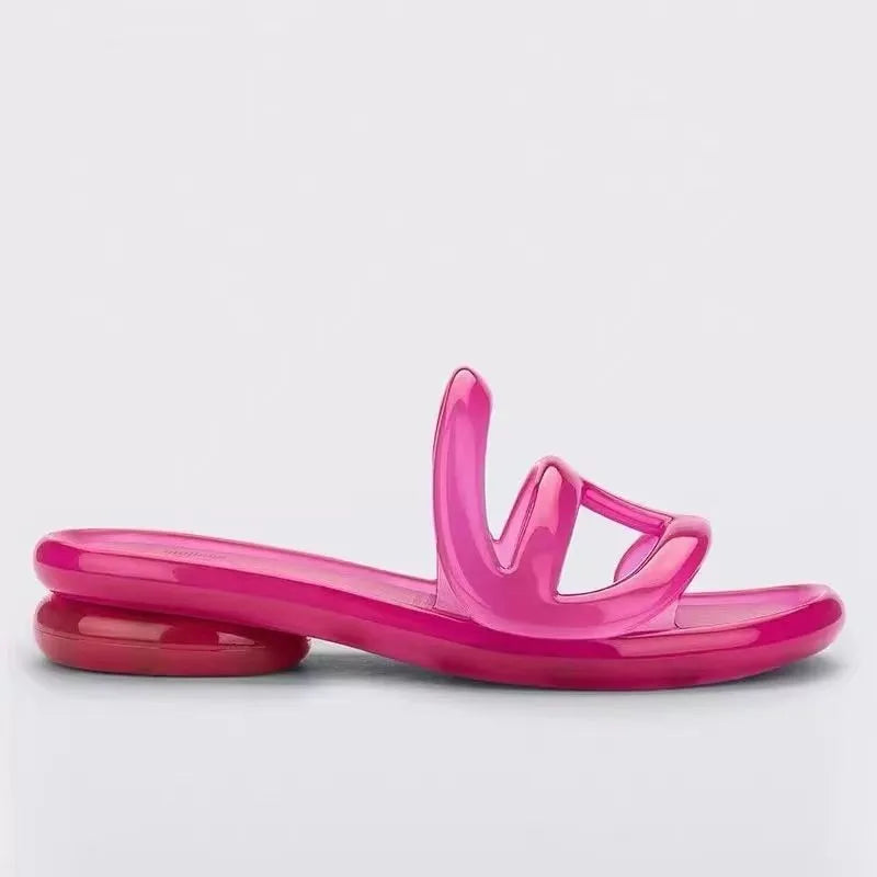 Summer Women's Slippers Adult Girls Wide Width Thick Bottom 2.8cm Heels Ladies Anti-slip Beach Shoe Jelly Beach Shoes