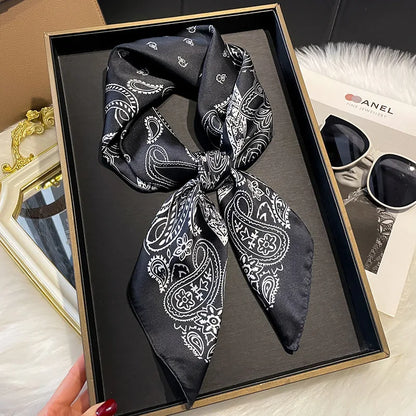 2025 Korean Satin Silk Scarf 70cm Square Women Fashion Shawl Wrap Neckerchief New Elegant