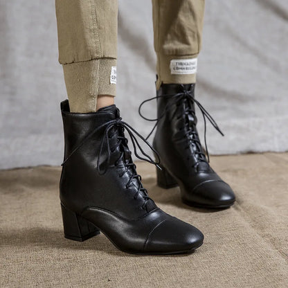 Sexy Ankle Boots For Women Winter Shoes Custom Black White High Heels Lace Up Short Boot Autumn Pumps Large Size 43 WSH5218