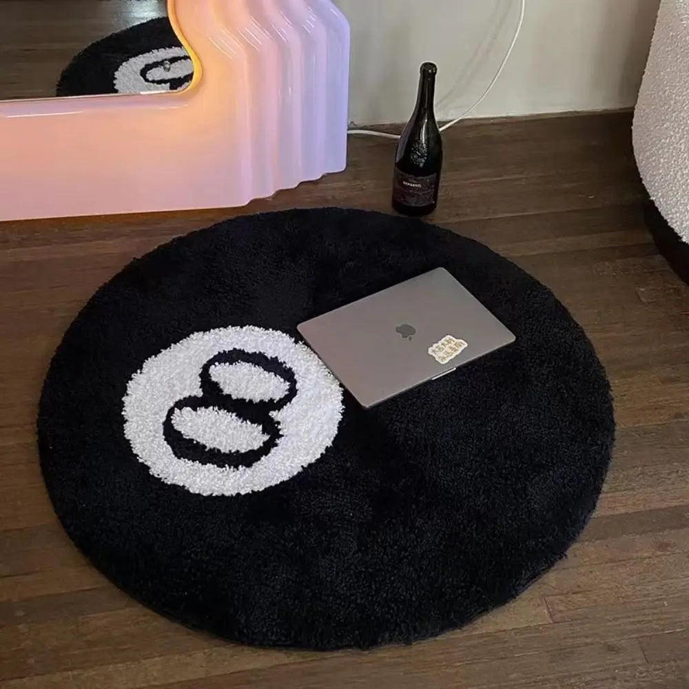 Creative 8 Ball Rug Indoor Home Decoration Spooky Halloween Gifts 8 Ball Accent Round Tufting Soft Rug Horror Movie Mat