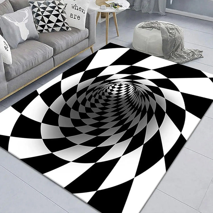 3D Vortex Illusion Carpet for Living Room Home Decorations Sofa Table Large Area Rugs Bedroom Bedside Foot Mat Non-slip Doormat
