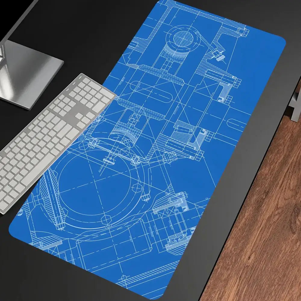 Mechanical Drawing Mouse Pad Gaming Accessory Large HD Mousepad XXL MousePad Natural Rubber Carpet Non-Slip Table Mat Office Rug
