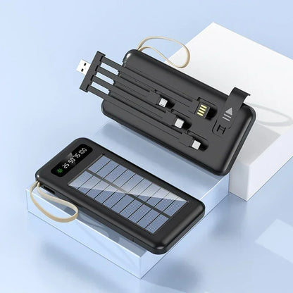 VIVO 200000mAh Solar Power Bank Large Capacity Mobile Power Fast Charging Battery Dual USB 4 Cables For iPhone Samsung Huawei
