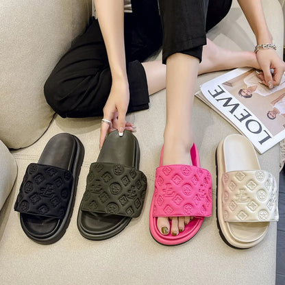 Magic Tape Flat Slippers Women Summer Luxury Shoes woman Brand Platform Sandals Ladies Height Increase Flats Slides Slippers