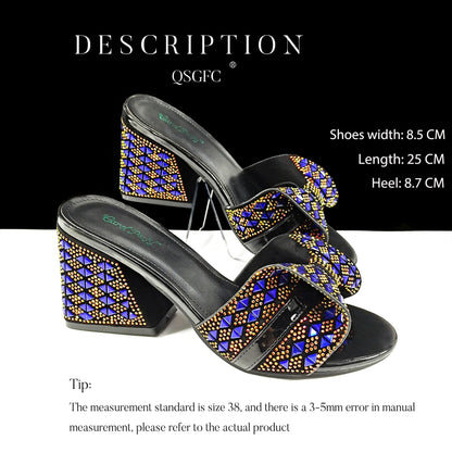 QSGFC Italian Style Women Banquet Shoes And Bag With Rhinestone Decoration Three-Dimensional Small Bag Match Women High Heel