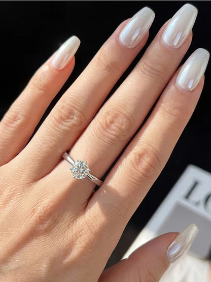 0.5-2CT Classic Real Moissanite Diamond Wedding Rings For Women Gift Real 925 Sterling Silver Top Quality Fine Jewelry
