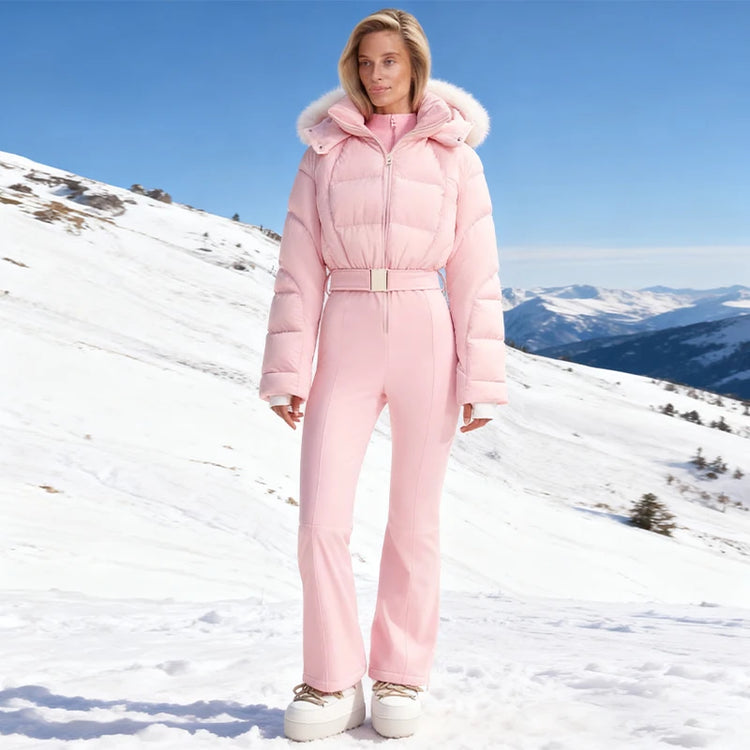 Fashion Women's Skiwear Jumpsuit Waterproof Design Long Sleeve Slim Female Jumpsuits 2026 Winter Outdoor Thicken Lady Suits
