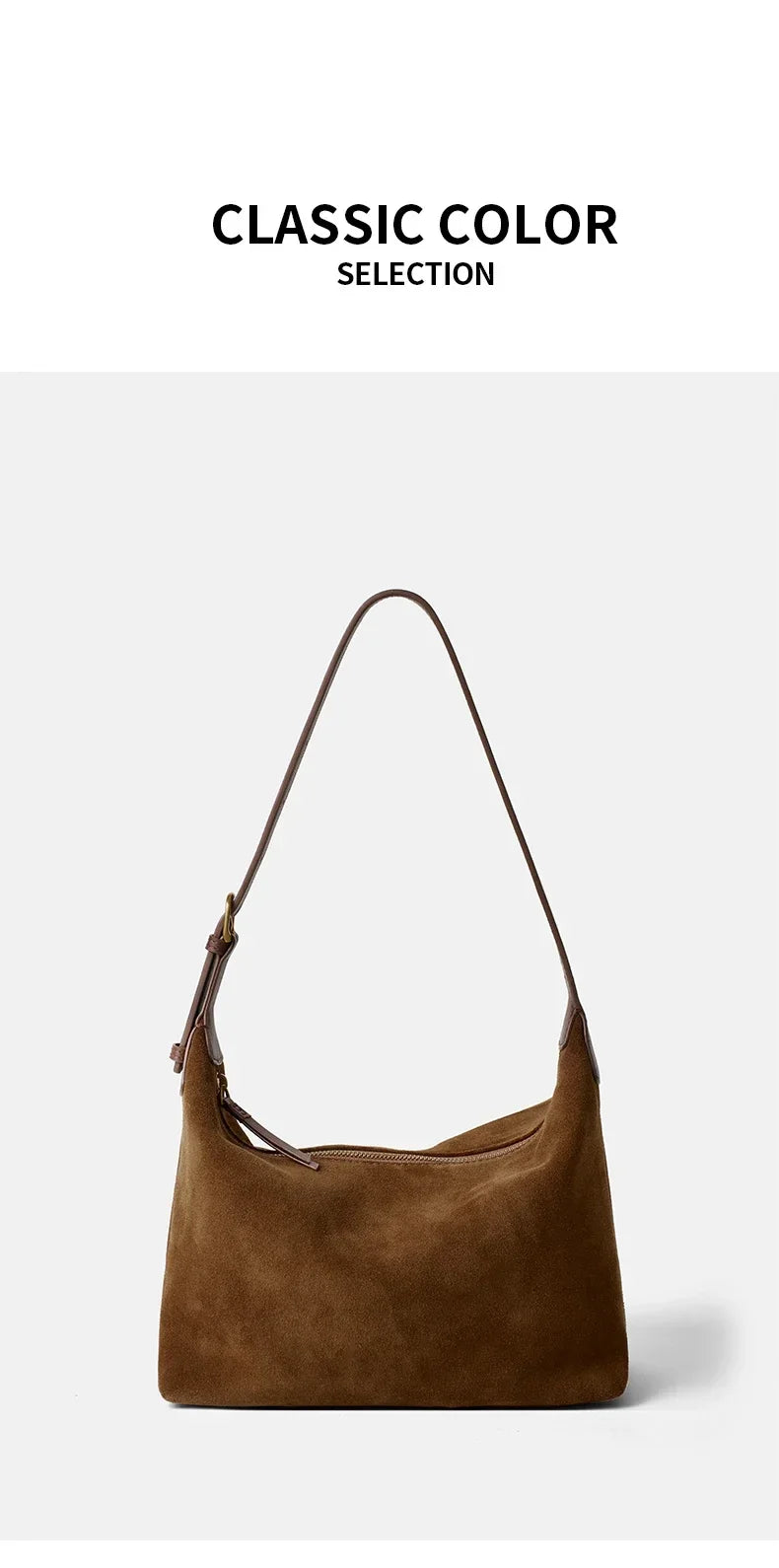 Winter Women's Natural Suede Leather Crossbody Bag Female Casual Versatile Shoulder Handbag Ladies Classic Cowhide Underarm Bags