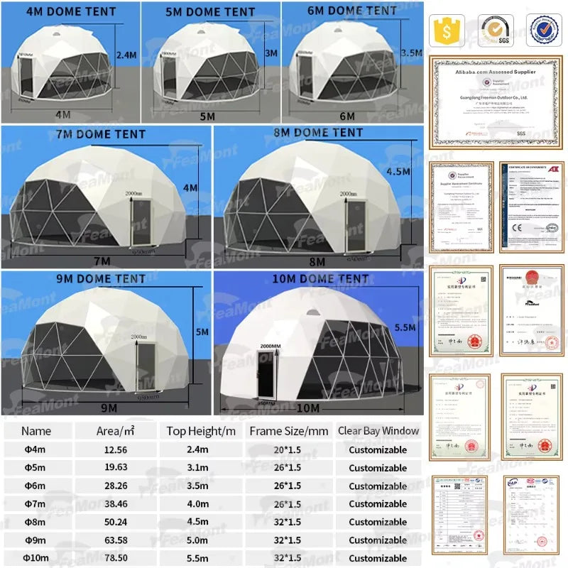 【Best-selling】FEAMONT Roof Pvc Heated Eco Prefab Transparent Geodesic Dome Hotel Glamping Tent House Desert Round Dome Tent For