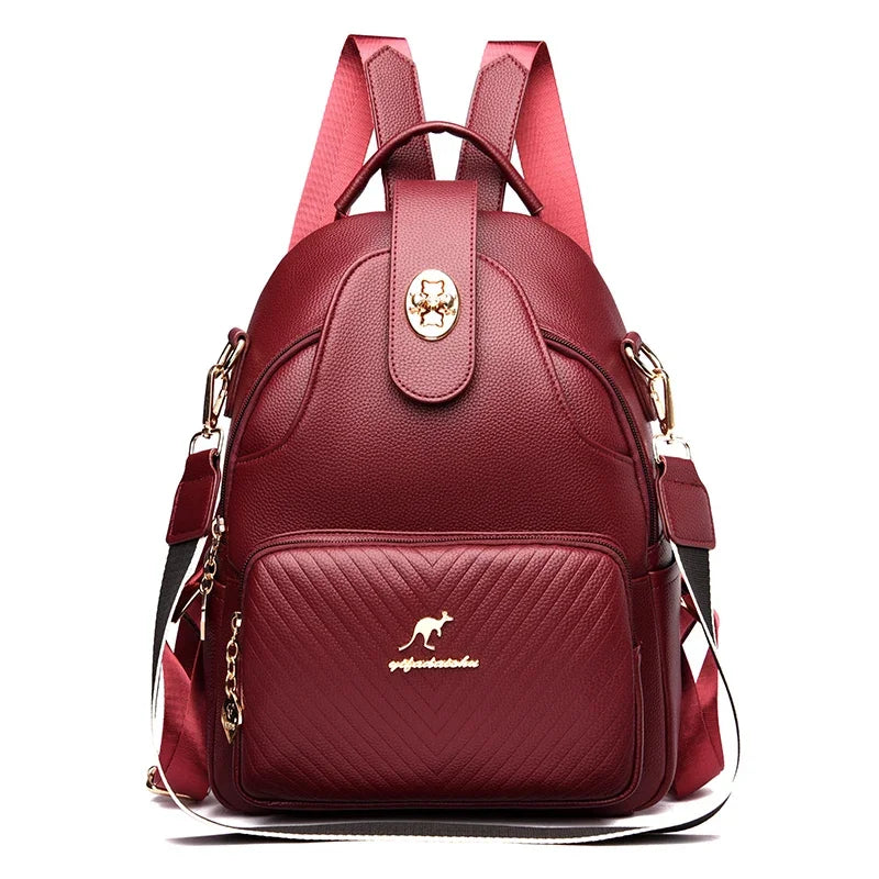 2024 New Fashionable Women's Backpack High Quality Soft Leather Women Shoulder Bag Famous Luxury Brand Female Handbag Sac A Main