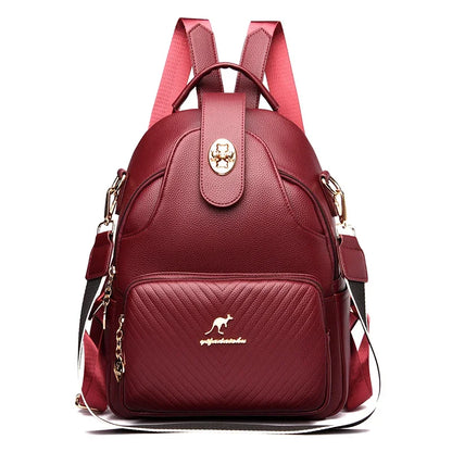 2024 New Fashionable Women's Backpack High Quality Soft Leather Women Shoulder Bag Famous Luxury Brand Female Handbag Sac A Main