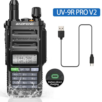 Baofeng UV 9R Pro V2 IP68 Waterproof Walkie Talkie Tri-Power Type-C Charger Dual Band Transceiver Ham Two Way Radio Marine Radio