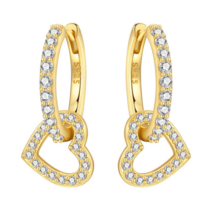 925 Sterling Silver Star Moon Heart Shape Earrings Jewelry Versatile Hoop Earrings For Women Jewelry Fine Birthday Party Gifts