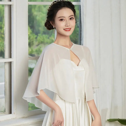 Fashion Sheer Chiffon Capelet Lightweight Design Elegant Style Soft Shawls Wedding Cape Bridesmaid Accessories