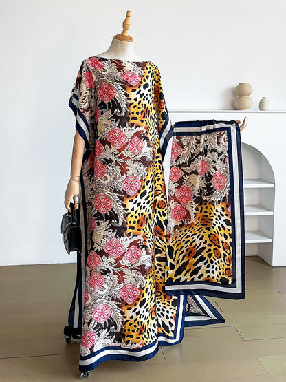 New 2026 Summer Women's Satin Silk Sunscreen Rob African Dashiki Dubai Style Beachwear Fashionable Abaya Clothing