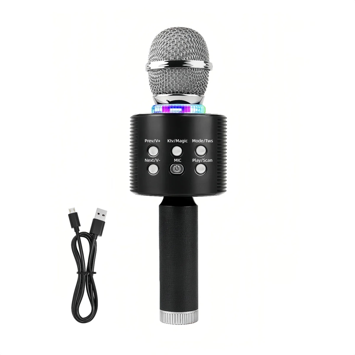 Wireless Karaoke Microphone Bluetooth Speaker LED Light Portable Singing Mic with Voice Changer for Kids Adults Party Outdoor Birthday Gift Car Travel Home KTV Rechargeable Handheld Karaoke Machine Christmas Present Fun Toy C