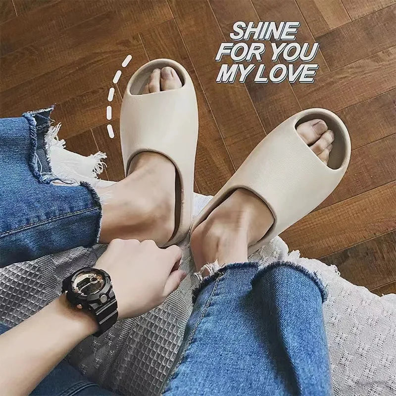 Men's EVA Thick Soled Slides Summer Non-slip Slippers Soft Comfortable Open Toe Shower Sandals for Men Women Indoor Outdoor