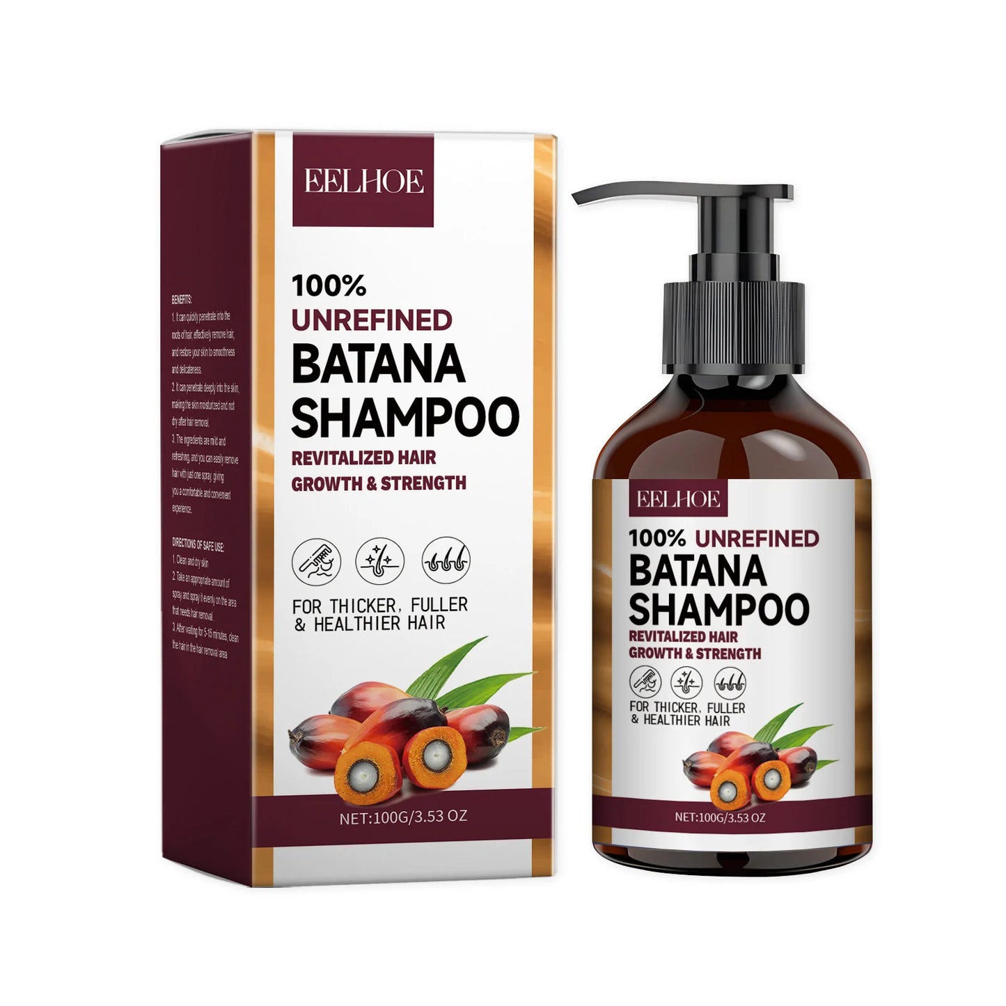 EELHOE Natural Batana Oil Deep Moisturizing Smooth Thick Hair Growth Shampoo and Conditioner for Damaged Hair Keratin Treatment