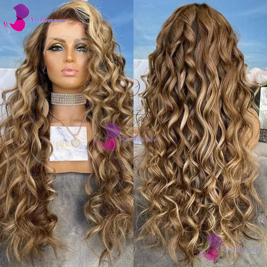 #4/27 Brown Light Blonde Loose Wave Glueless Human Hair 13x4 Silk Top Lace Front Wigs Bleached Knots 13x6/360 Lace Front Wigs
