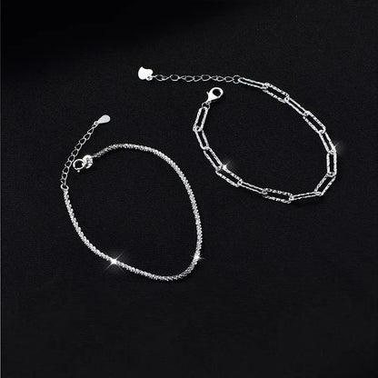 Sparkling 925 Sterling Silver Gypsophila Necklace Bracelet Set For Women Luxury Zircon Cross Pendant Three Piece Jewelry Set