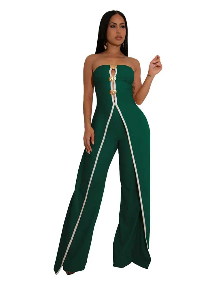 Full Strapless Jumpsuit Sexy Slim Office Lady Summer Sleevelesss Women Jumpsuits Elegant Sexy Jumpsuit  Wholesale Dropshipping
