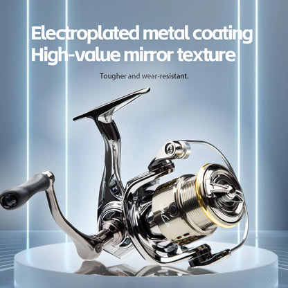 FISHINGFANS ORCA S1 Spinning Reel, 5.2:1 Gear Ratio, 3+1BB, Max Drag 4-4.5KG, Ultralight Metal Reel for Freshwater Saltwater