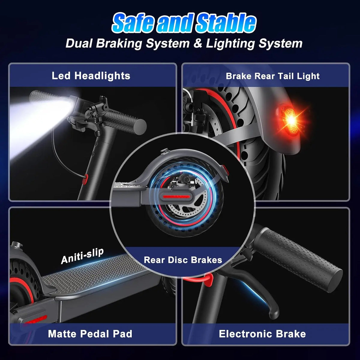 OBX 350W Motor Folding Electric Scooter For Adults 36V 5.2AH Battery Rang 8.5'' Solid Tire 18MPH 15Miles Long Range APP Control