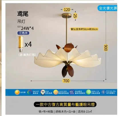 French Ceiling Lamp American Retro Bedroom Chandelier Lights Study Room Master Bedroom Lamp Suspension Luminaire