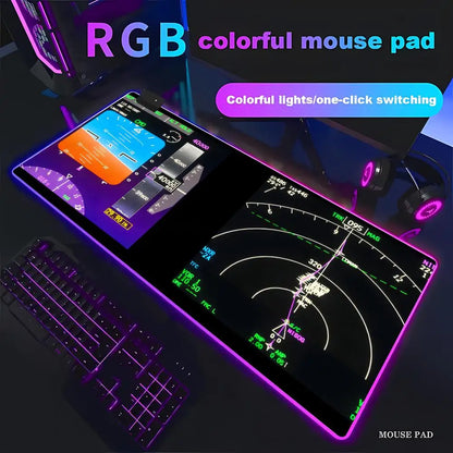RGB Desk Mat Aviation Theme Mouse Pad Large Rubber Anti-slip Aircraft Dashboard HYBXAXC Office and Gamr Keyboard Mats Decor Mat