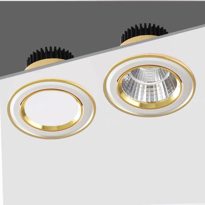 Gold Electroplating Ultra-High Quality Recessed LED Downlights Dimmable 7W9W12W15W COB Ceiling Spotlights AC90~260V For Home Use
