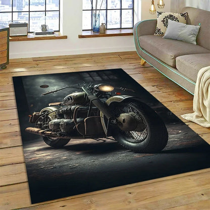 Motocross Modern retro Motorcycle Carpet Rug for Bedroom Living Room Home Sofa Decoration,Children Game Large Decor Floor Mat