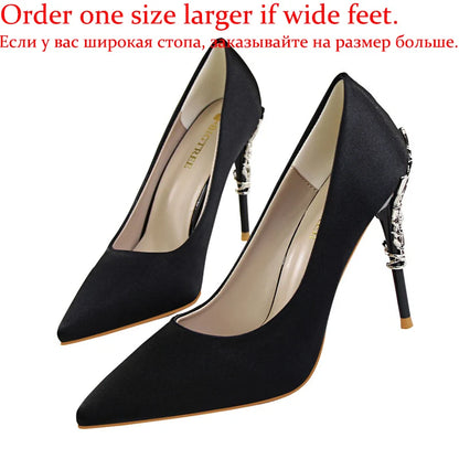 Women Luxury Metallic Decoration Heel Wedding Shoes Lady Trendy 10cm High Heels Pointed Toe Shoes Female Premium Gray Shoes