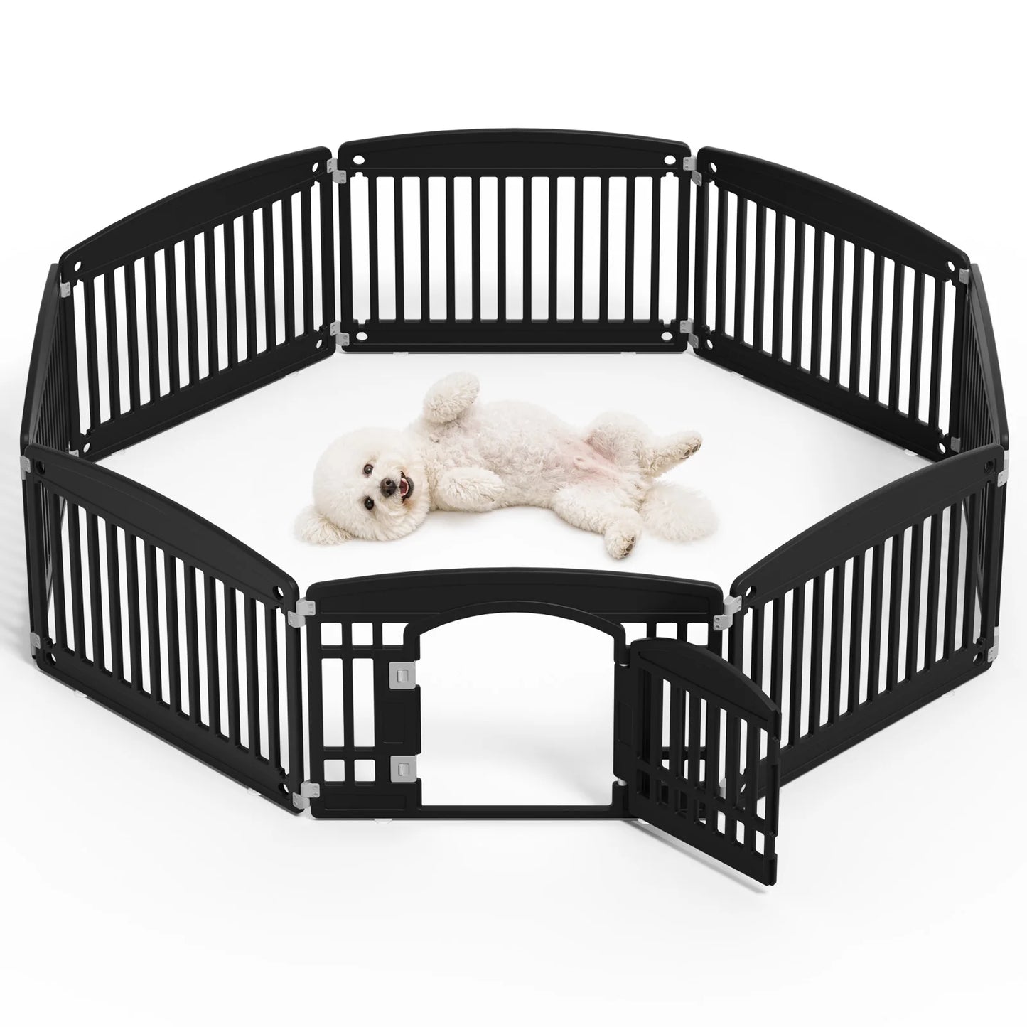 JHK 8 Panel Plastic Dog Playpen 24IN Expandable Durable Pet Fence for Medium Dogs Indoor Outdoor Folding Portable Puppy Playpen