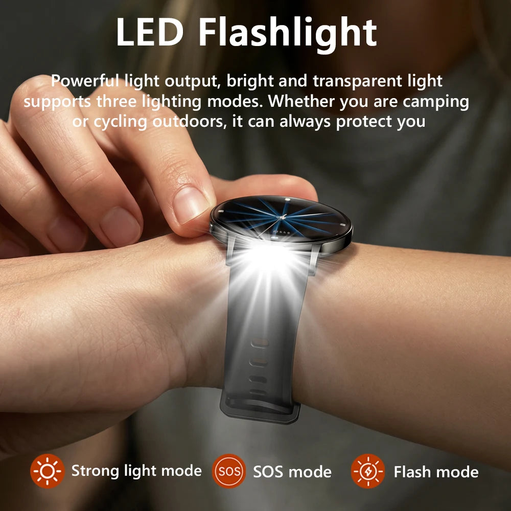 2026 Ultra-Thin Women Smart Watch AMOLED HD GPS Track Always-On Time Display LED Flashlight Bluetooth Call Waterproof Smartwatch