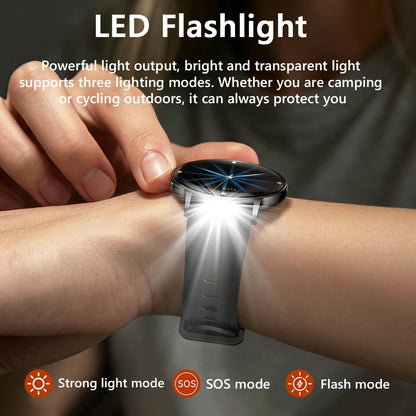 2026 Ultra-Thin Women Smart Watch AMOLED HD GPS Track Always-On Time Display LED Flashlight Bluetooth Call Waterproof Smartwatch