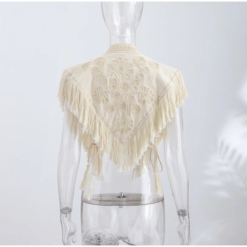 Fashion Vintage Printed Tassel Square Scarf Women Fringe Patchwork Shawl Waist Seal Accessories 2026 Spring Summer Street Shawls