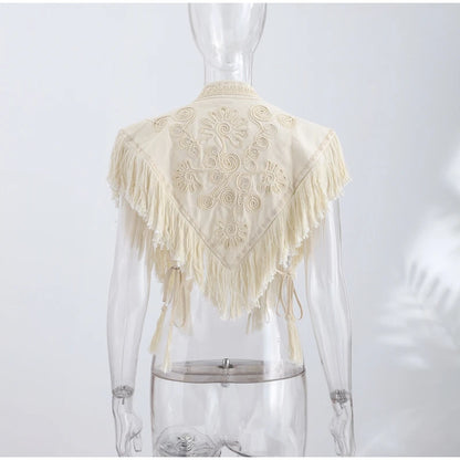 Fashion Vintage Printed Tassel Square Scarf Women Fringe Patchwork Shawl Waist Seal Accessories 2026 Spring Summer Street Shawls