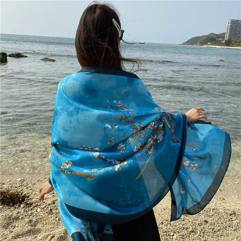 Beach Scarf Women Luxury Designer Tree Print Shawls Travel Long Foulard Female Sun Protection Wraps New YD0861