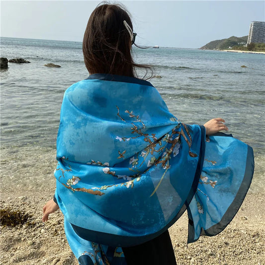 Beach Scarf Women Luxury Designer Tree Print Shawls Travel Long Foulard Female Sun Protection Wraps New YD0861