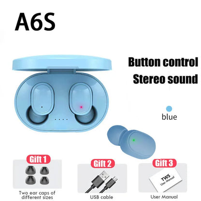 A6S TWS Earphones Wireless Bluetooth 5.1 Headphones Touch Control Earbuds With Mic Earphones Sport Waterproof Headset for xiaomi