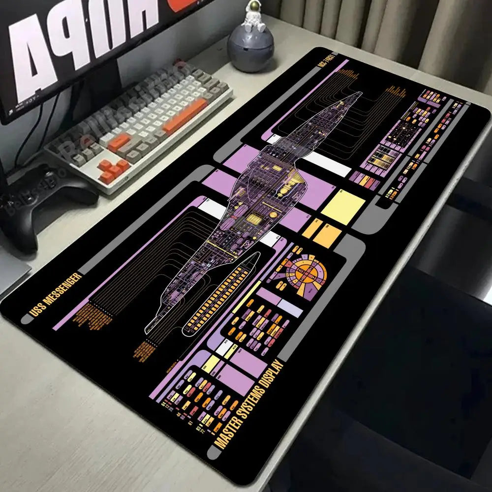 Starship Blueprint Pad Desk Pad Mouse Pad Gamer Computer Cabinet Star Trek Game Office Accessories Keyboard Anime Extended Large